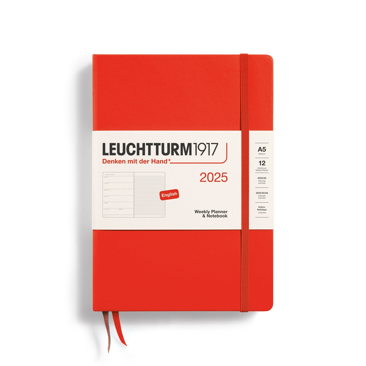 Leuchtturm1917 Weekly Planner & Notebook Hard Cover Medium A5 2025 Lobster