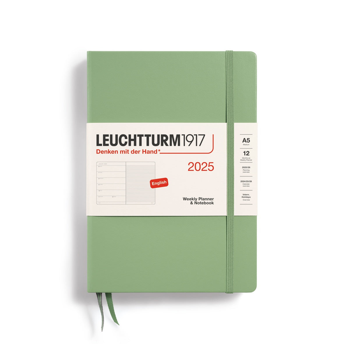 Leuchtturm1917 Weekly Planner & Notebook Hard Cover Medium A5 2025 Sage