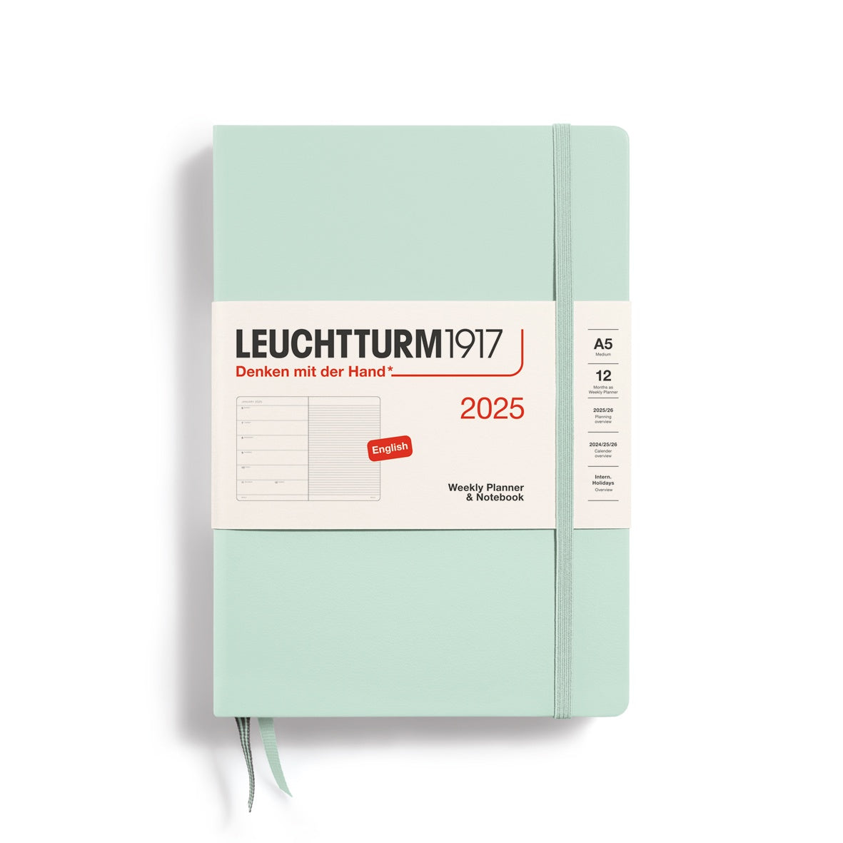 Leuchtturm1917 Weekly Planner & Notebook Hard Cover Medium A5 2025 Mint Green