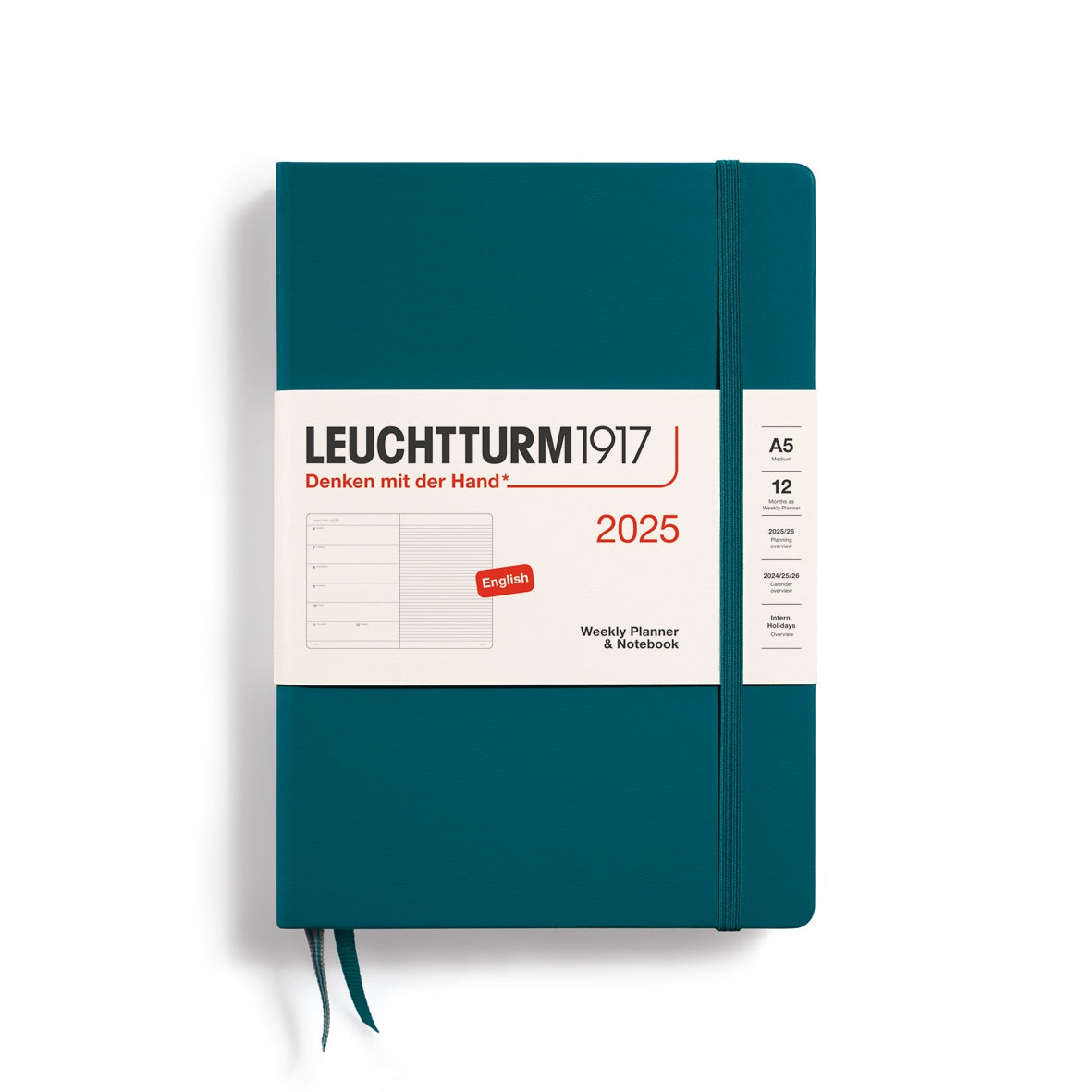 Leuchtturm1917 Weekly Planner & Notebook Hard Cover Medium A5 2025 Pacific Green