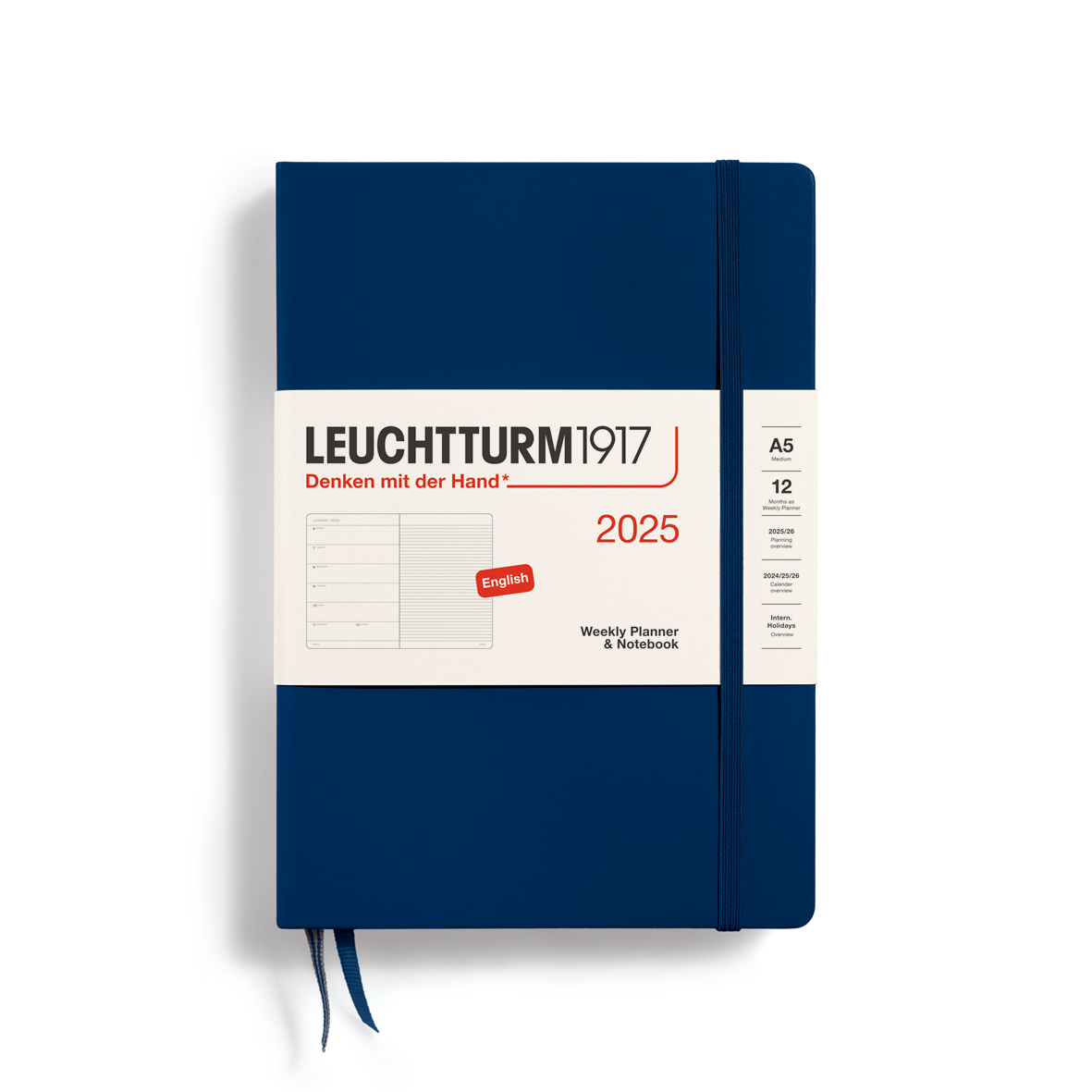 Leuchtturm1917 Weekly Planner & Notebook 2025 Medium A5 Hardcover Navy