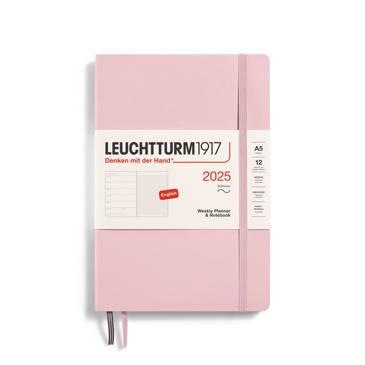 Leuchtturm1917 Weekly Planner & Notebook Soft Cover Medium A5 2025 Powder