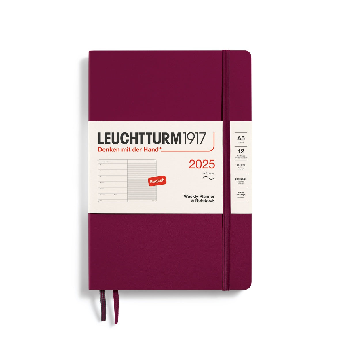 Leuchtturm1917 Weekly Planner & Notebook Soft Cover Medium A5 2025 Port Red