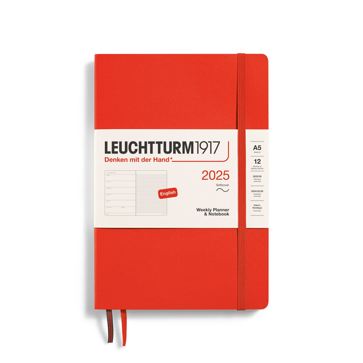 Leuchtturm1917 Weekly Planner & Notebook Soft Cover Medium A5 2025 Lobster