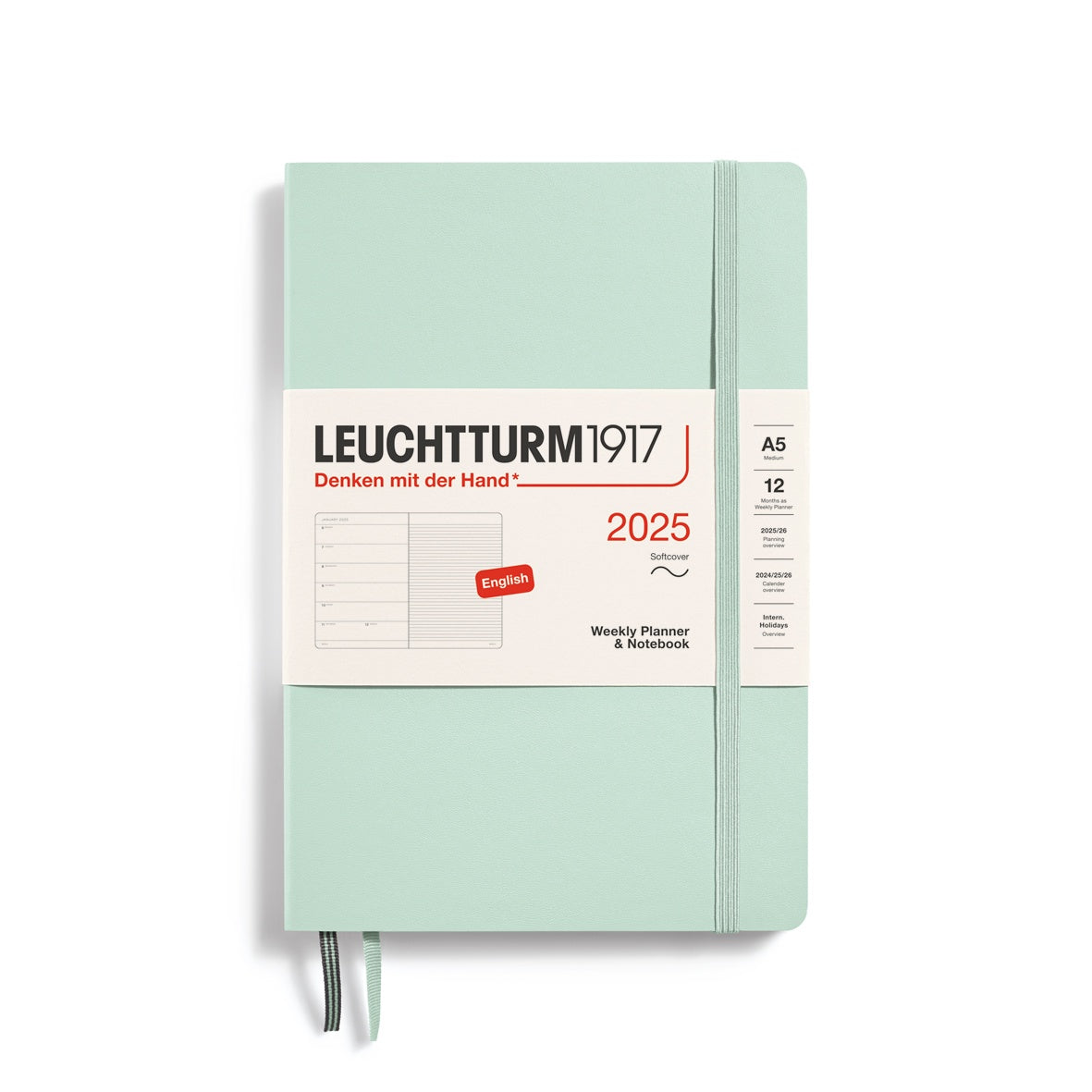 Leuchtturm1917 Weekly Planner & Notebook Soft Cover Medium A5 2025 Mint Green