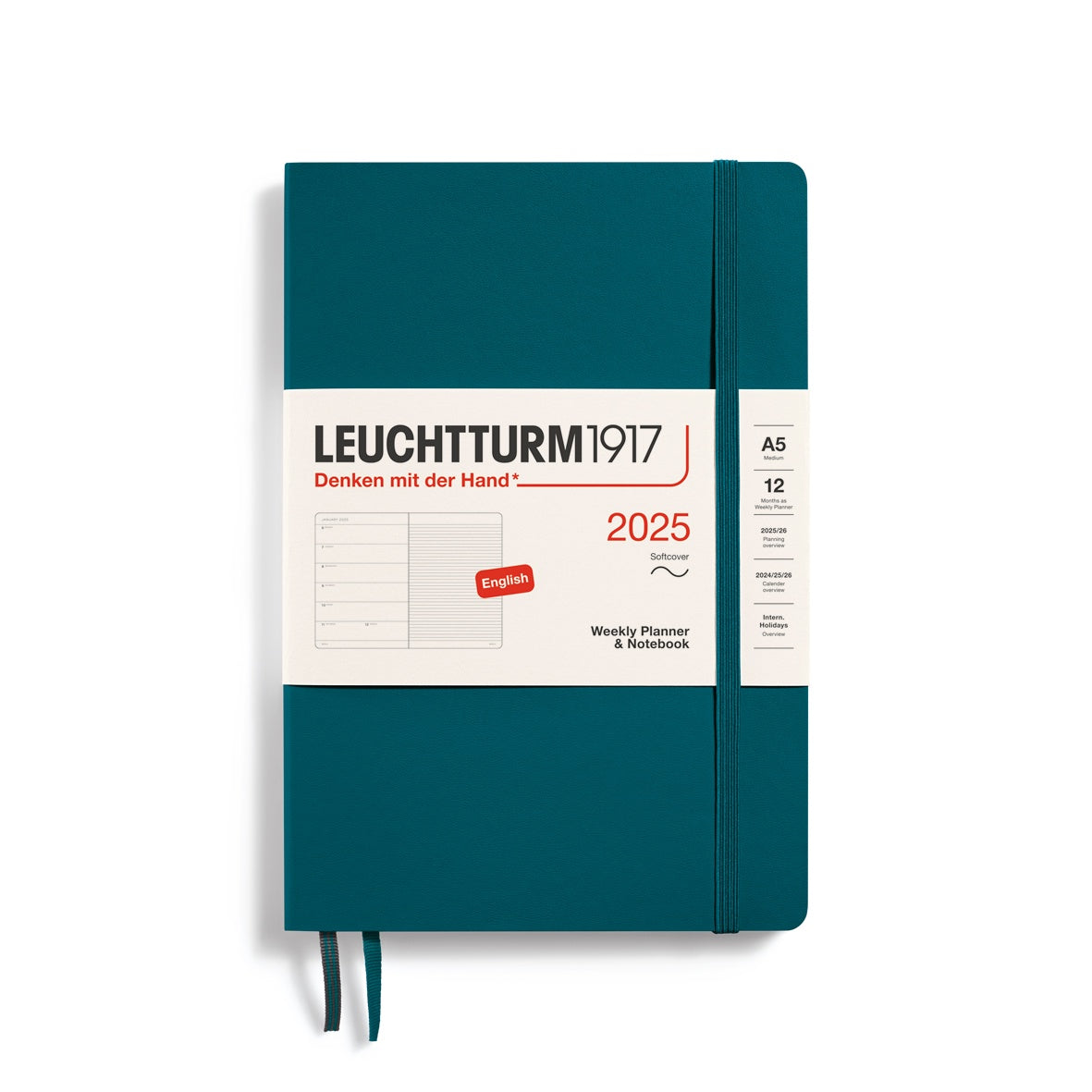 Leuchtturm1917 Weekly Planner & Notebook Soft Cover Medium A5 2025 Pacific Green