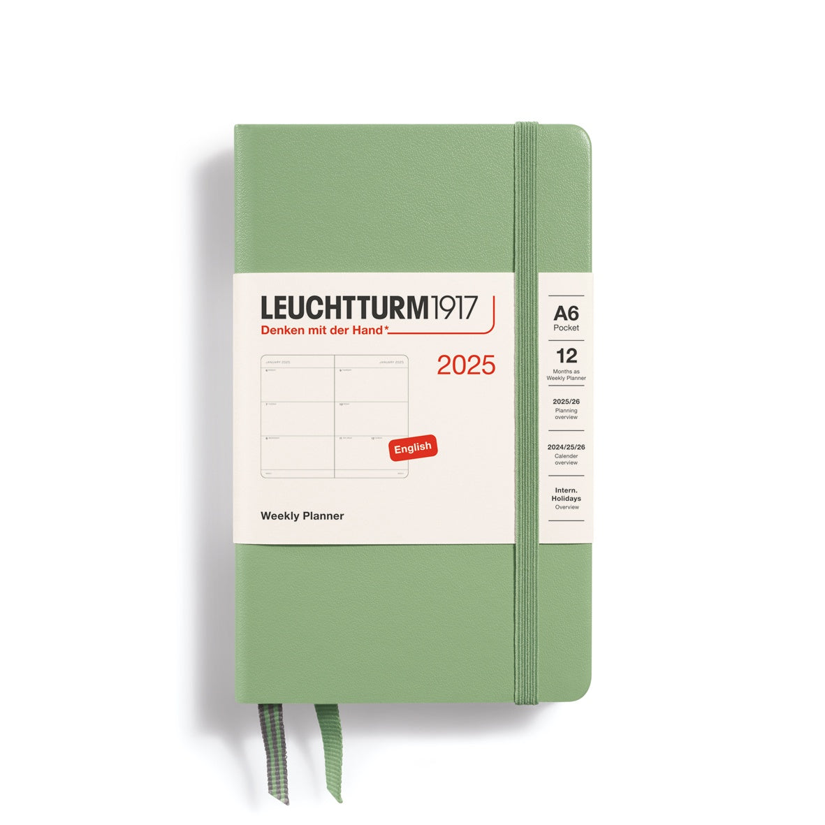 Leuchtturm1917 Weekly Planner Hard Cover Pocket A6 2025 Sage