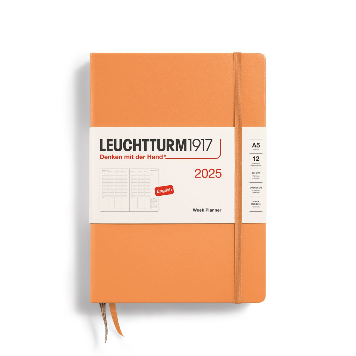 Leuchtturm1917 Week Vertical Planner Hard Cover Medium A5 2025 Apricot