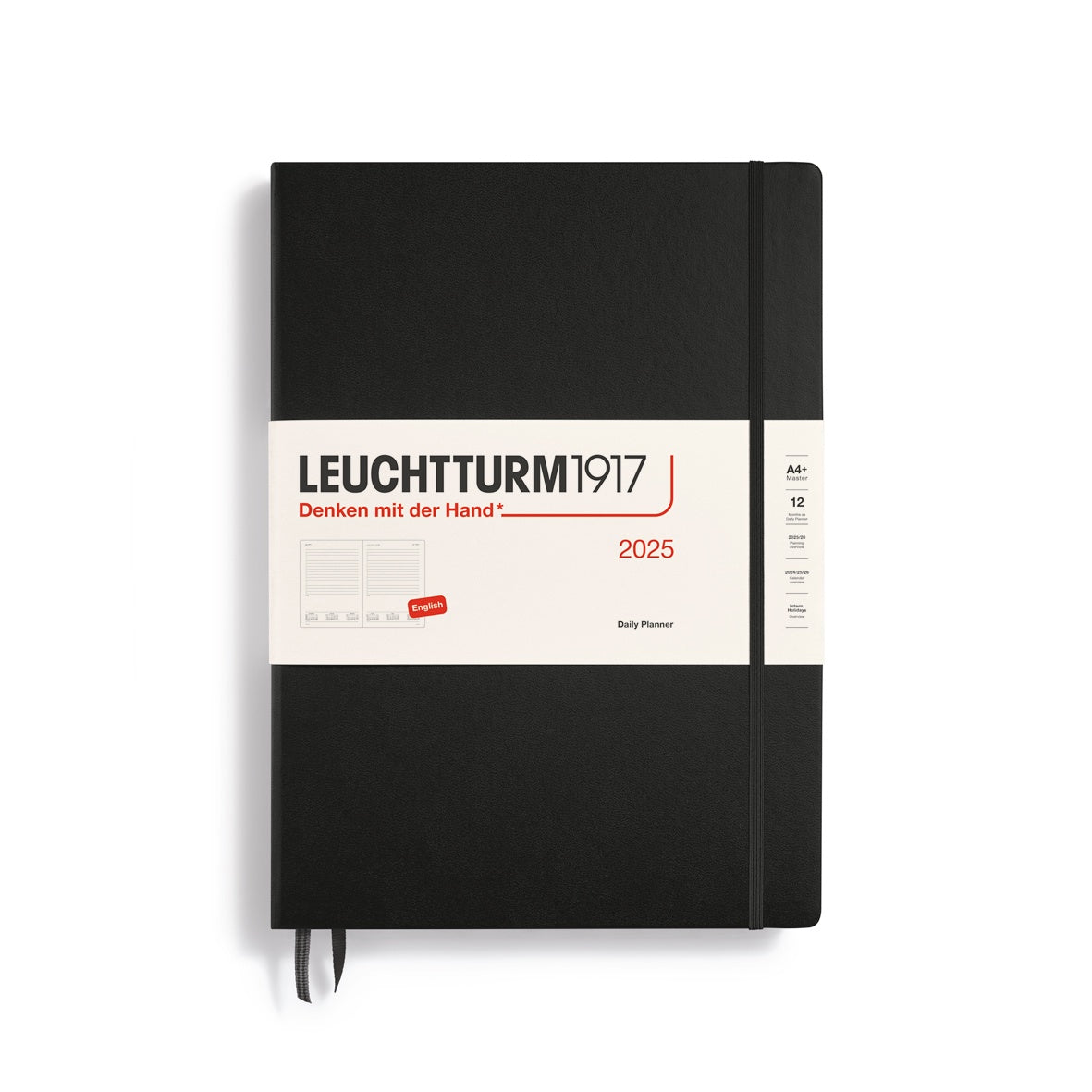 Leuchtturm1917 Daily Planner Hard Cover Master A4+ 2025 Black