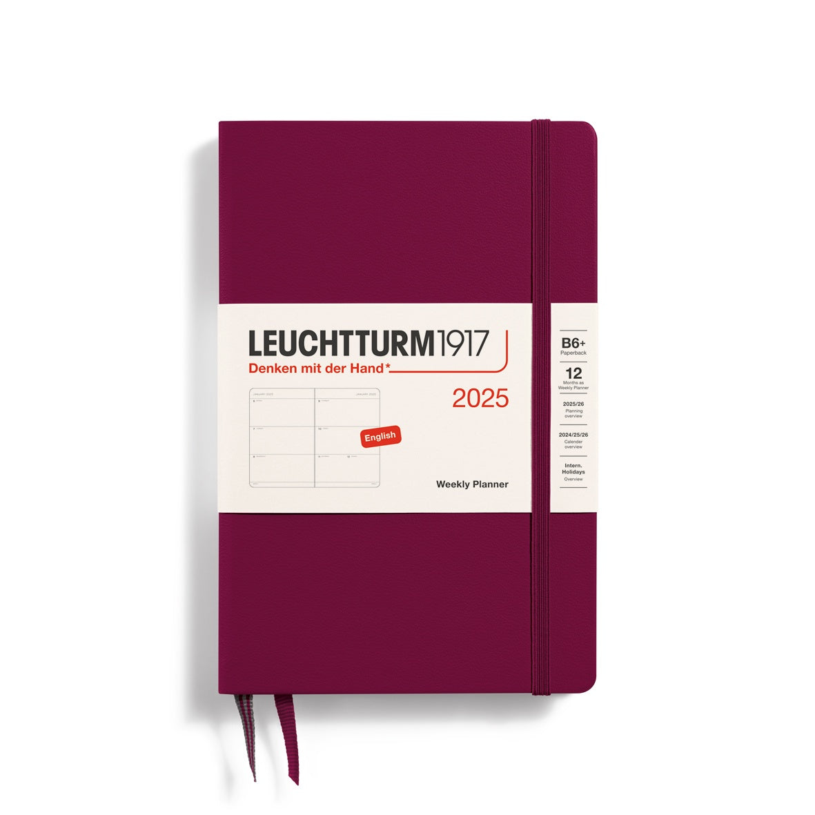 Leuchtturm1917 Weekly Planner Hard Cover Pocket B6+ 2025 Port Red