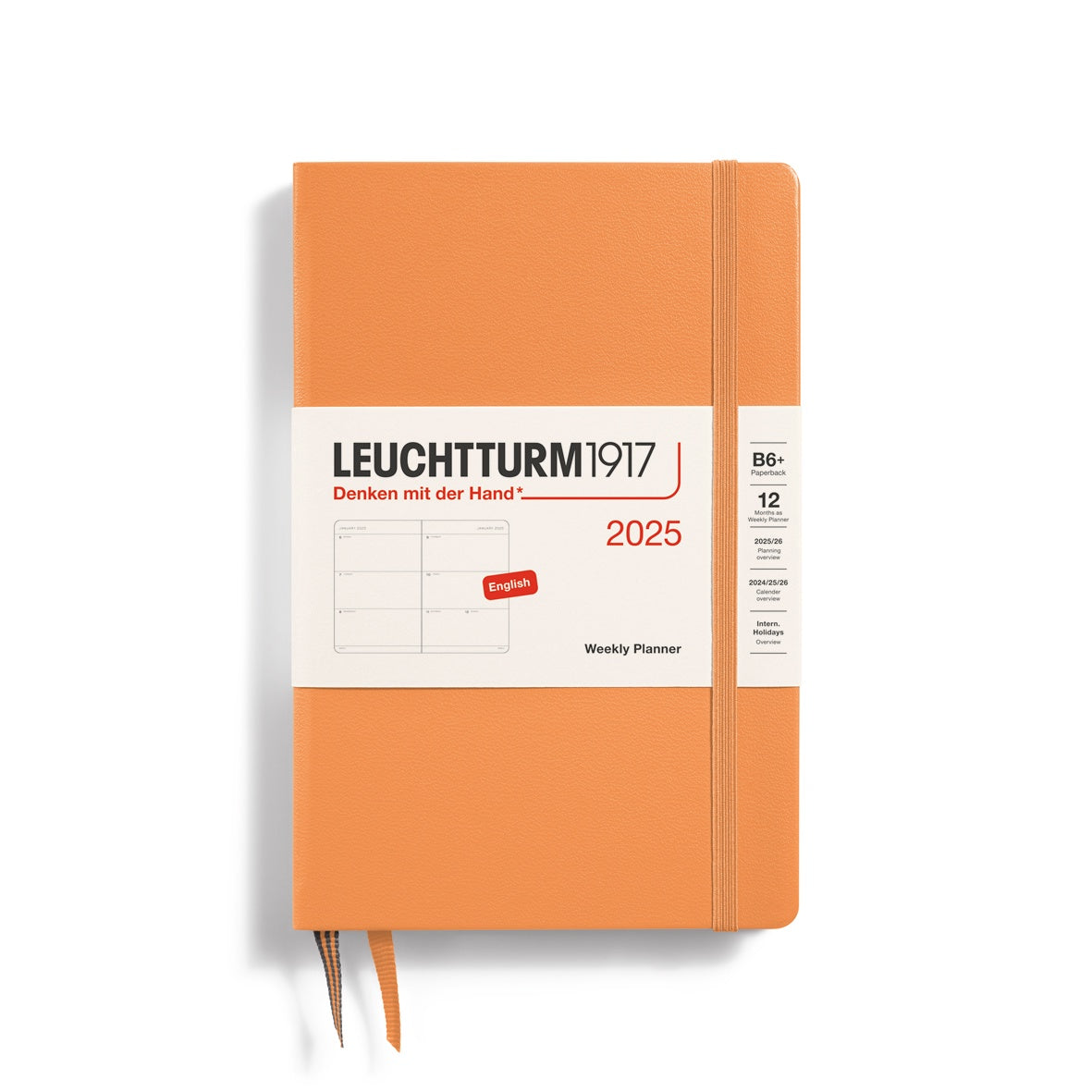 Leuchtturm1917 Weekly Planner Hard Cover Pocket B6+ 2025 Apricot