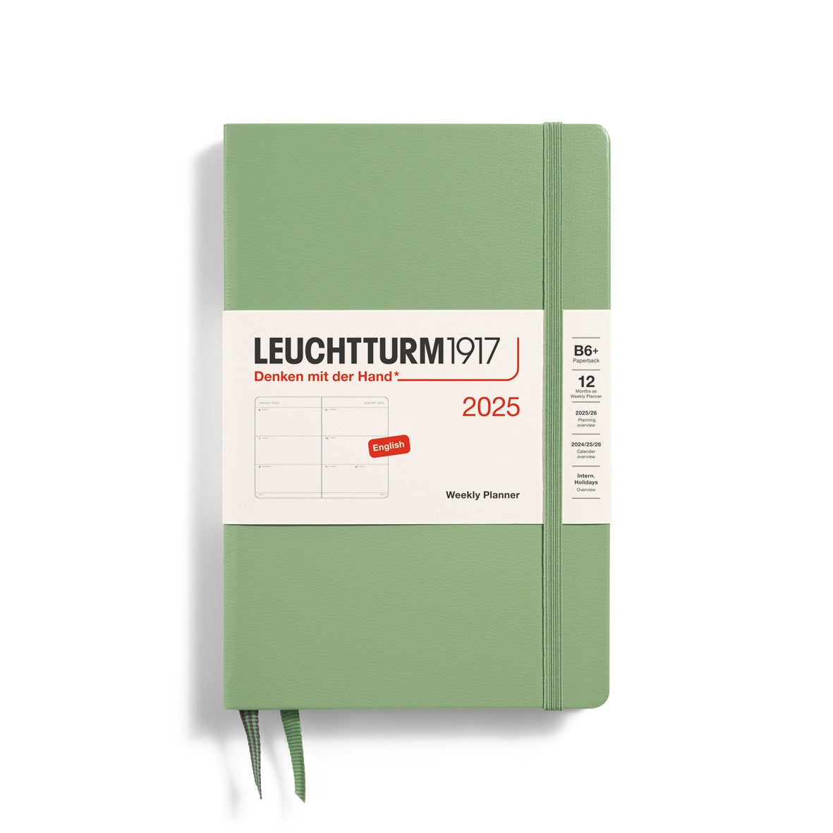 Leuchtturm1917 Weekly Planner Hard Cover Pocket B6+ 2025 Sage