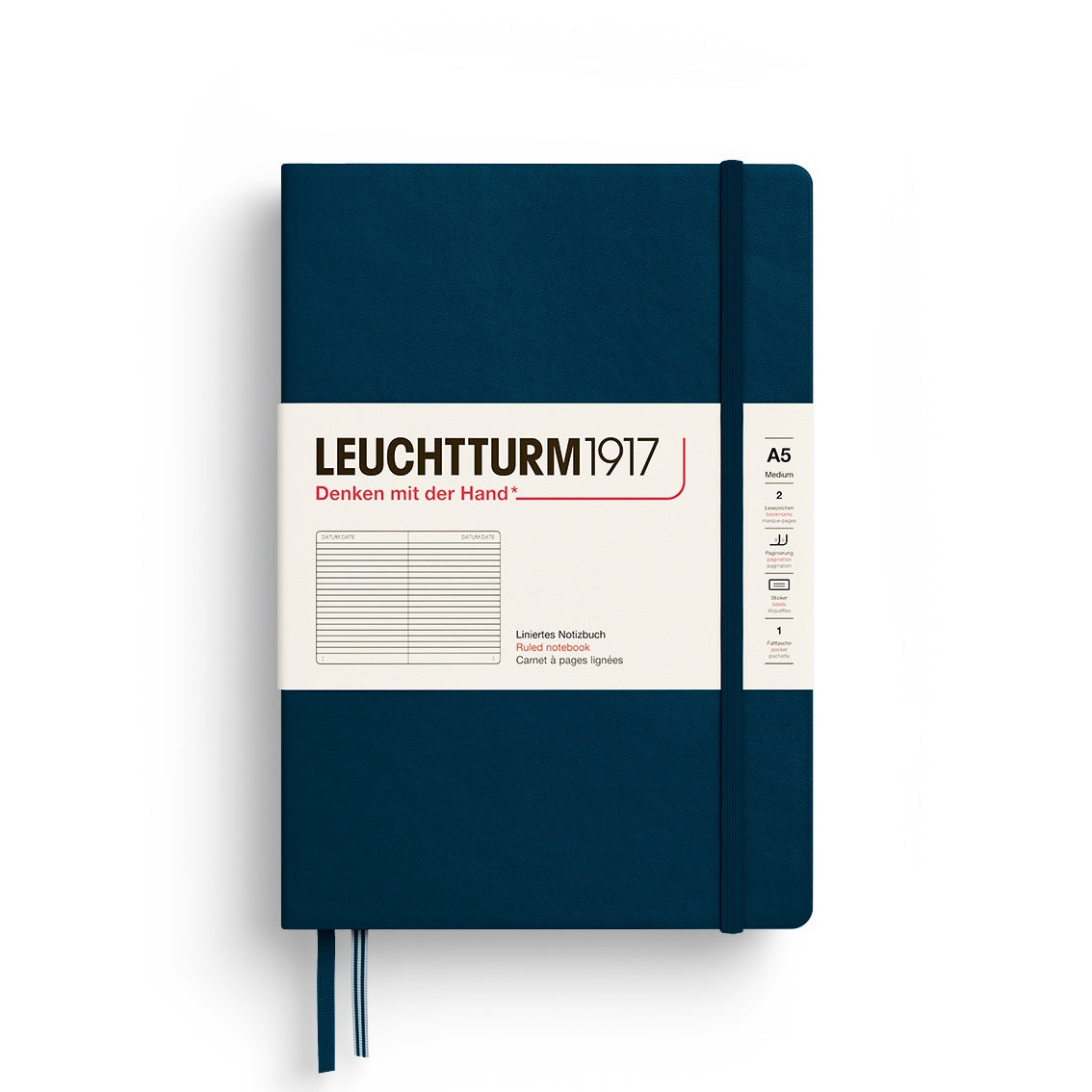 Leuchtturm1917 Notebook Softcover Medium (A5) Ruled Deep Sea