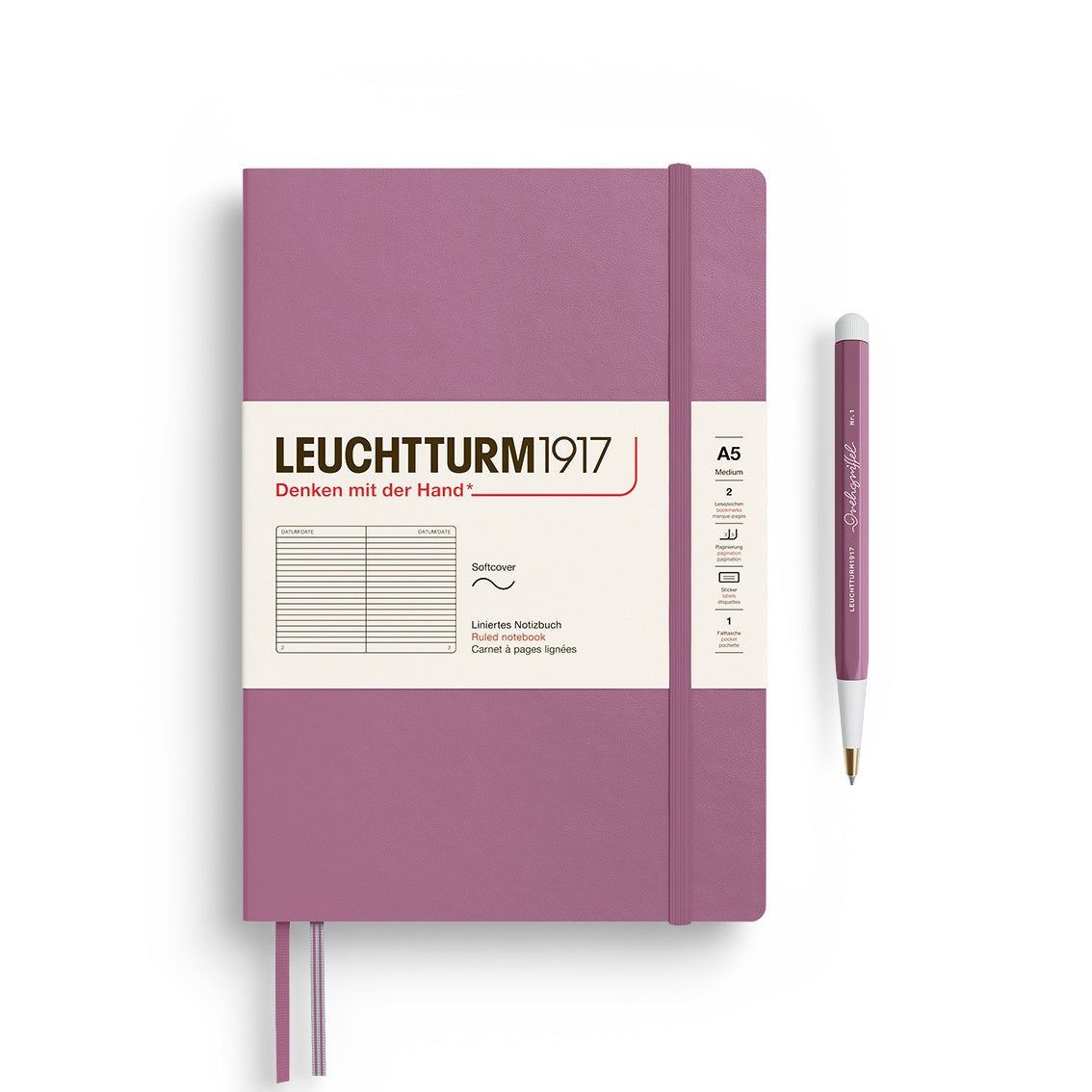 Leuchtturm1917 Notebook Softcover Medium (A5) Ruled Dusty Rose