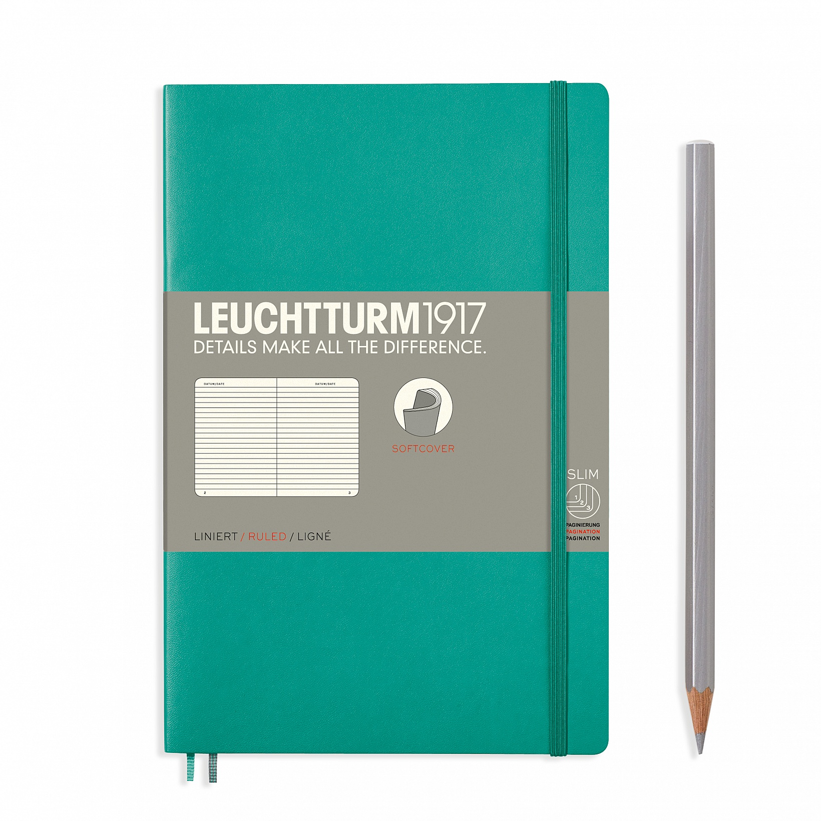 Leuchtturm1917 Notebook Softcover Paperback (B6+) Ruled Emerald