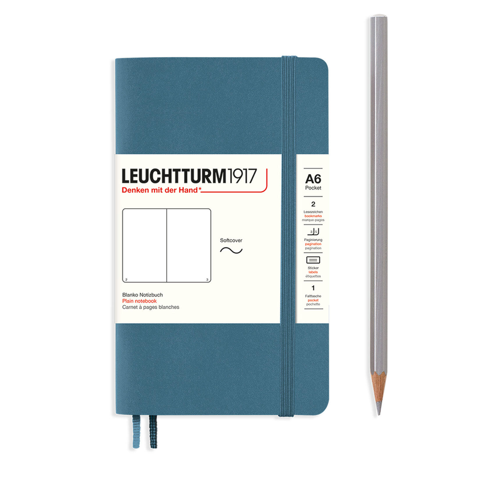 Leuchtturm1917 Notebook Pocket Soft Cover (A6) Plain Stone Blue