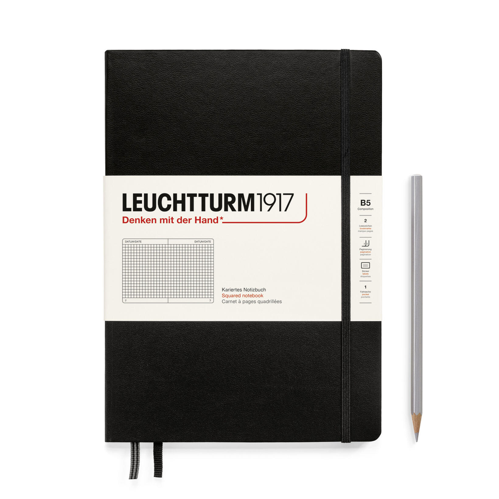 Leuchtturm1917 Notebook Composition (B5) Hardcover Squared Black