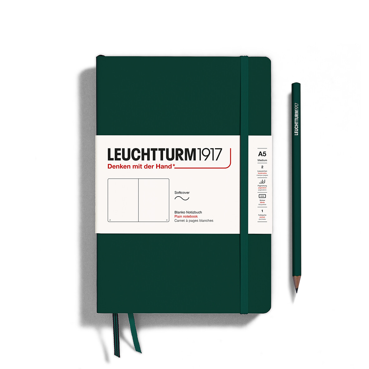 Leuchtturm1917 Notebook Softcover Medium (A5) Plain Forest Green - Pencraft the boutique