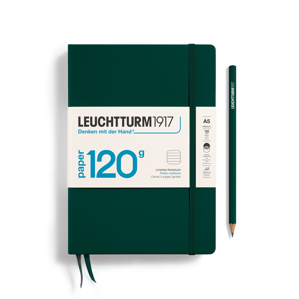 Leuchtturm1917 Notebook 120g Edition Medium (A5) Ruled Forest Green - Pencraft the boutique