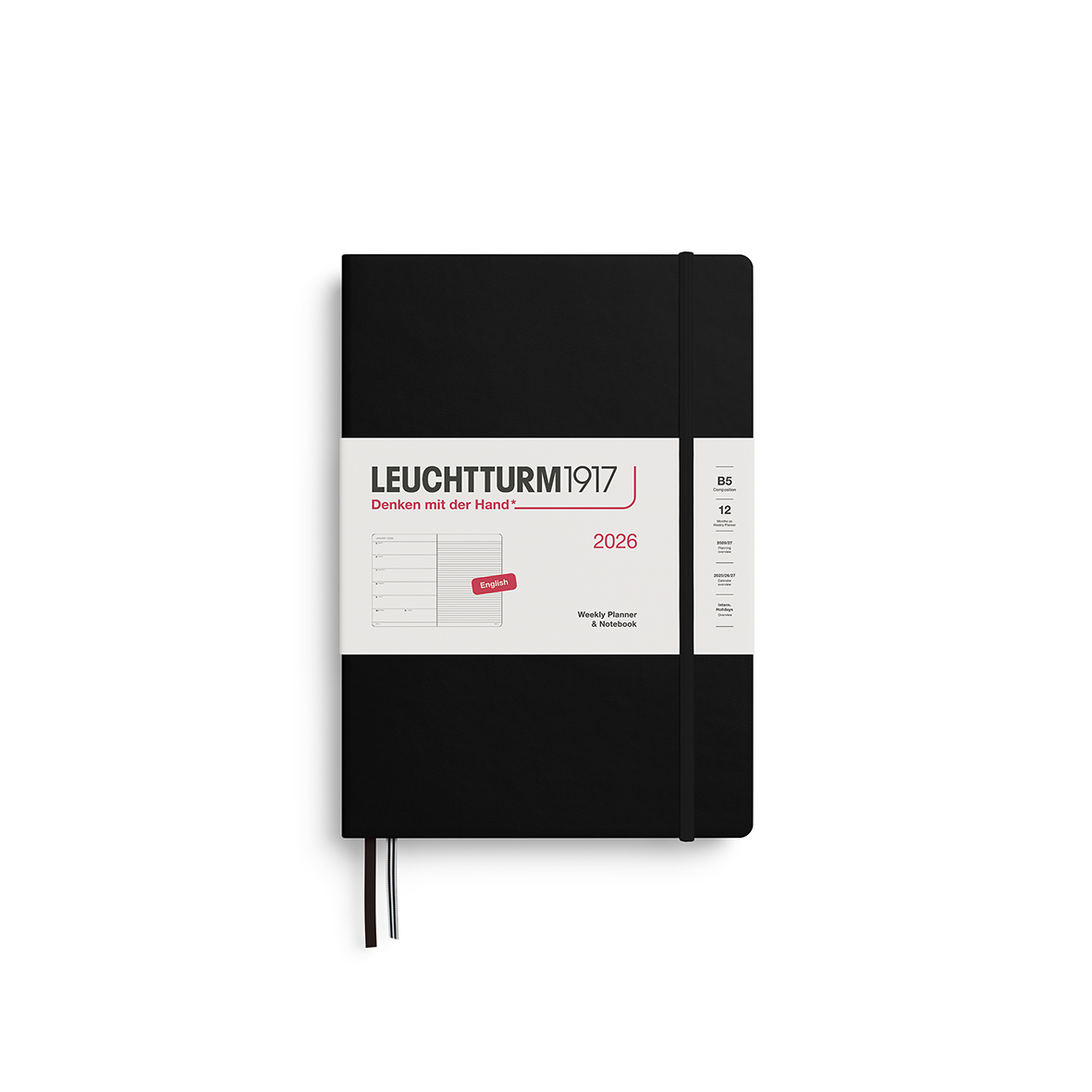 Leuchtturm1917 Weekly Planner & Notebook 2026 B5 Hardcover Black - Pencraft the boutique