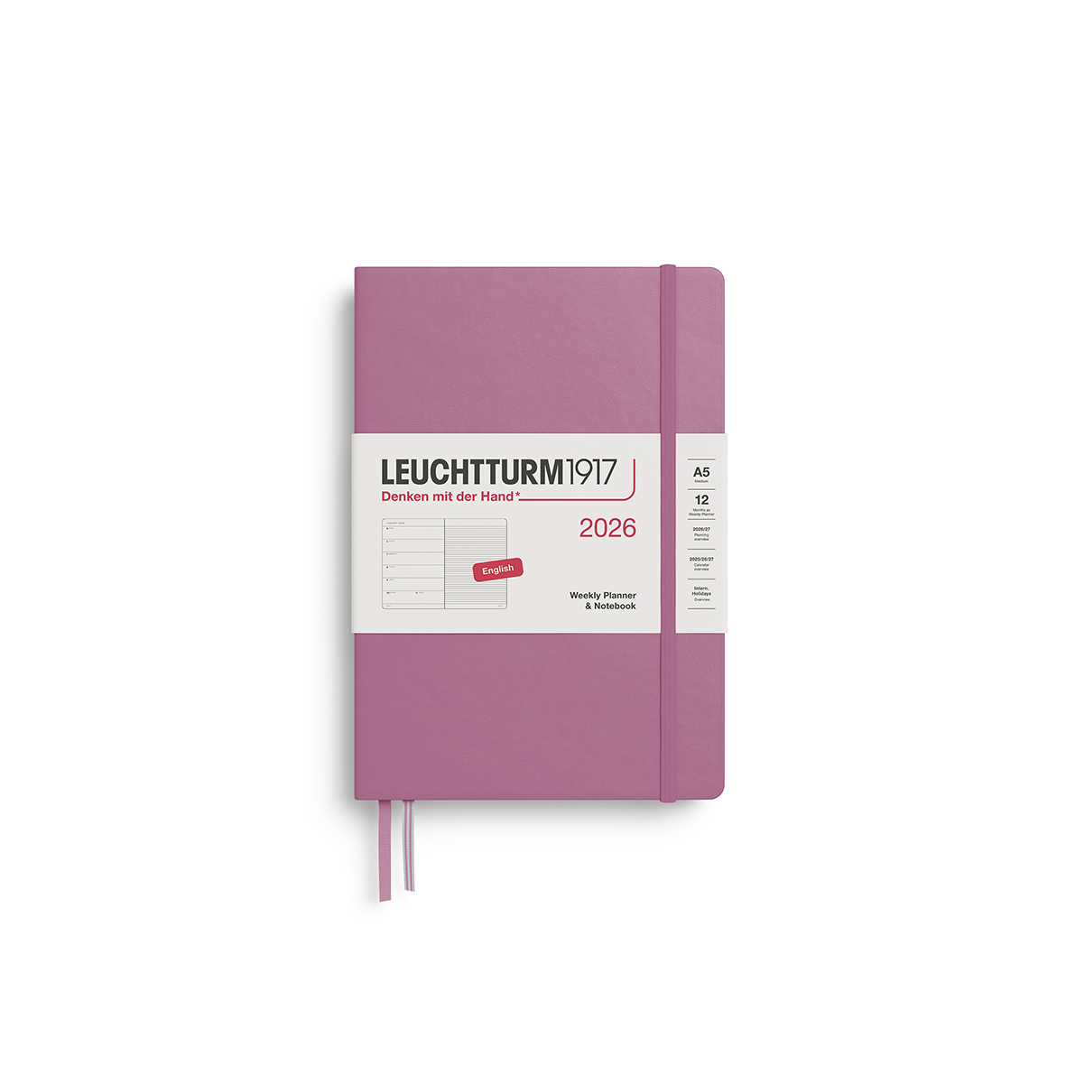 Leuchtturm1917 Weekly Planner & Notebook 2026 Medium A5 Hardcover Dusty Rose - Pencraft the boutique