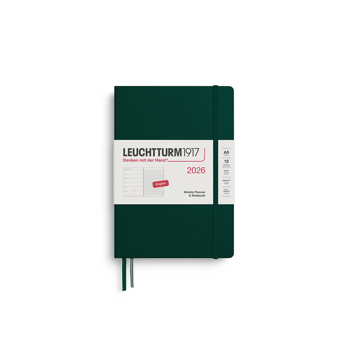 Leuchtturm1917 Weekly Planner & Notebook 2026 Medium A5 Hardcover Forest Green - Pencraft the boutique