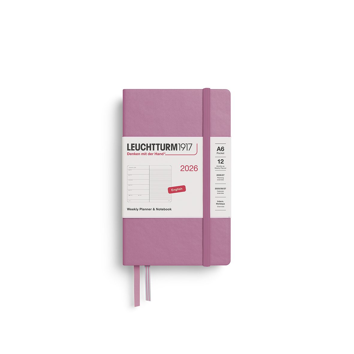 Leuchtturm1917 Weekly Planner & Notebook 2026 Pocket A6 Hardcover Dusty Rose - Pencraft the boutique
