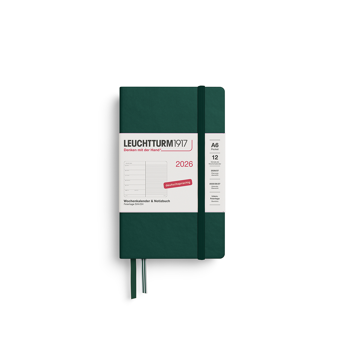 Leuchtturm1917 Weekly Planner & Notebook 2026 Pocket A6 Hardcover Forest Green - Pencraft the boutique