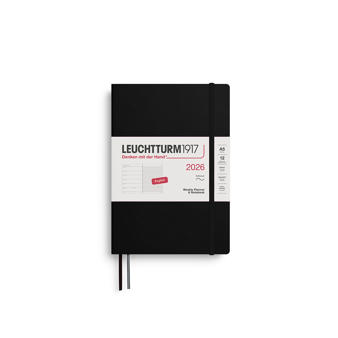 Leuchtturm1917 Weekly Planner & Notebook Softcover Medium A5 2026 Black - Pencraft the boutique