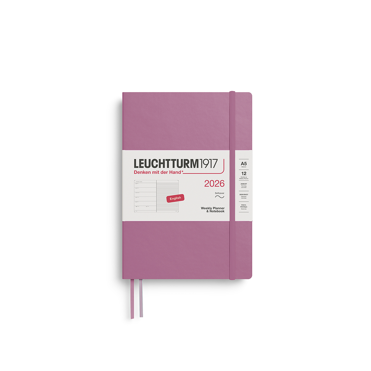 Leuchtturm1917 Weekly Planner & Notebook Softcover Medium A5 2026 Dusty Rose - Pencraft the boutique