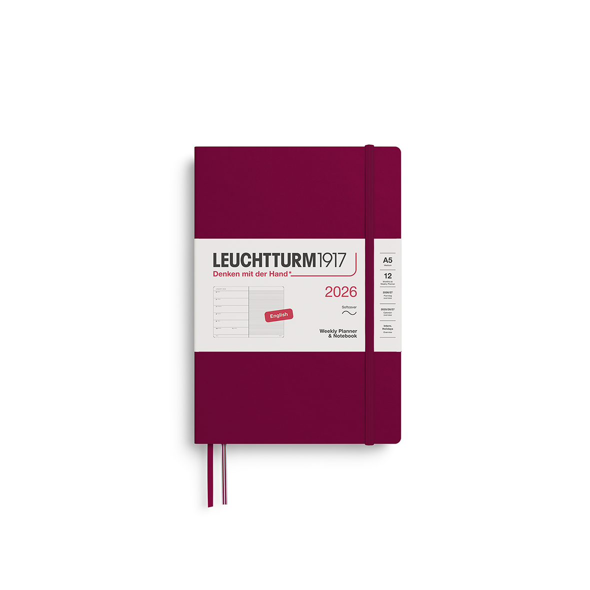 Leuchtturm1917 Weekly Planner & Notebook Softcover Medium A5 2026 Port Red - Pencraft the boutique