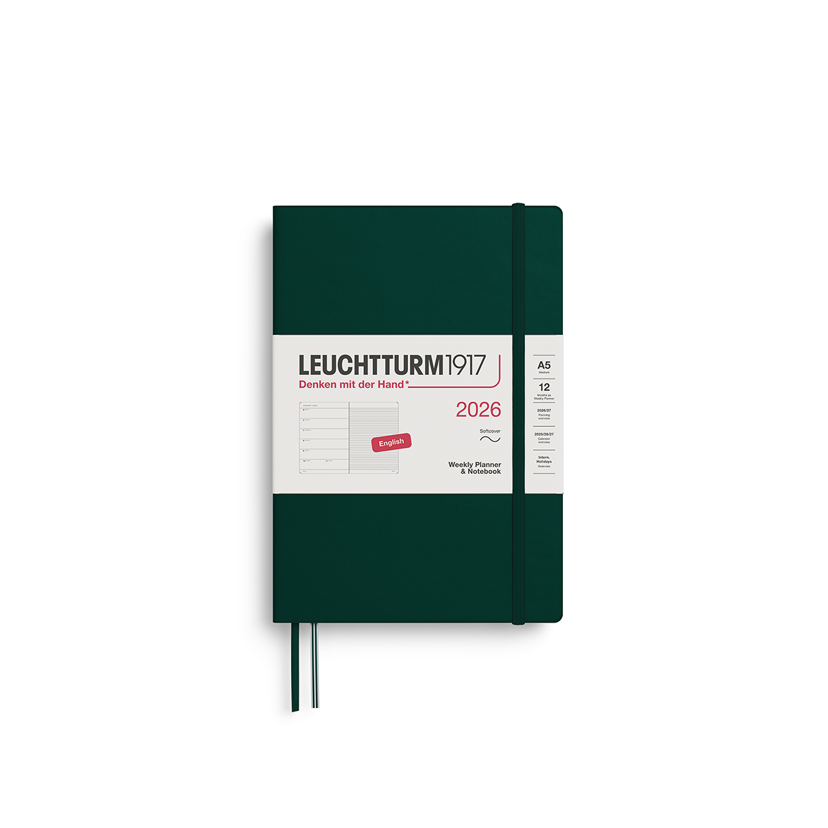 Leuchtturm1917 Weekly Planner & Notebook Softcover Medium A5 2026 Forest Green - Pencraft the boutique
