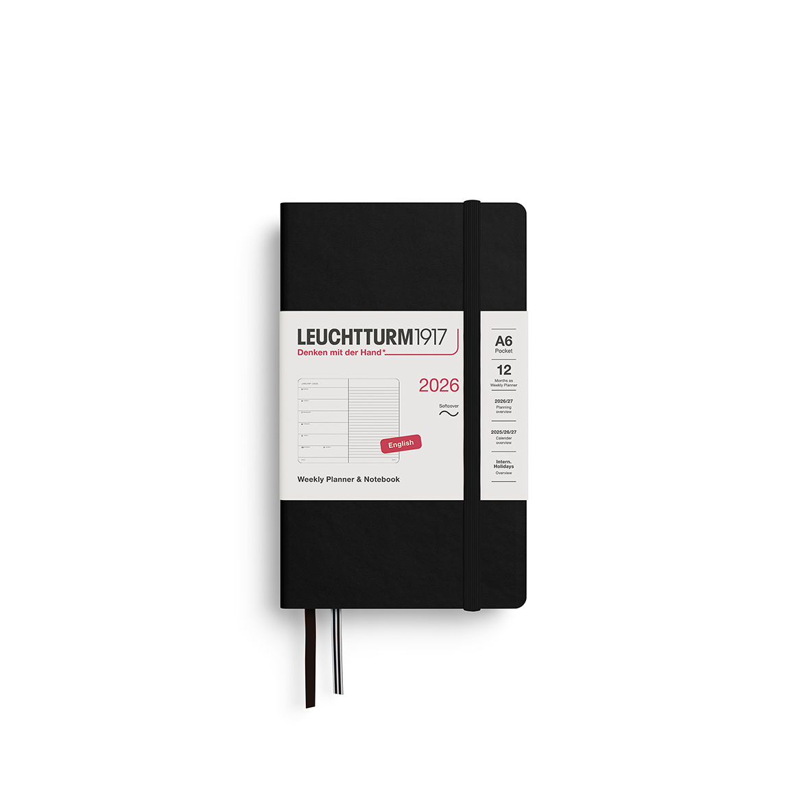 Leuchtturm1917 Weekly Planner & Notebook 2026 Pocket A6 Softcover Black - Pencraft the boutique