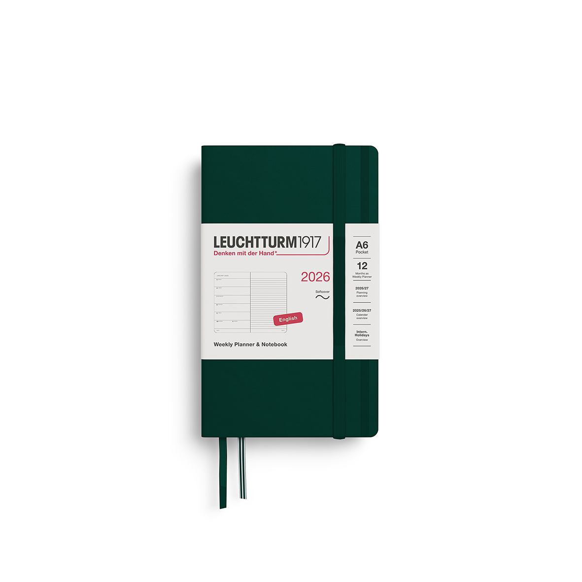 Leuchtturm1917 Weekly Planner & Notebook 2026 Pocket A6 Softcover Forest Green - Pencraft the boutique