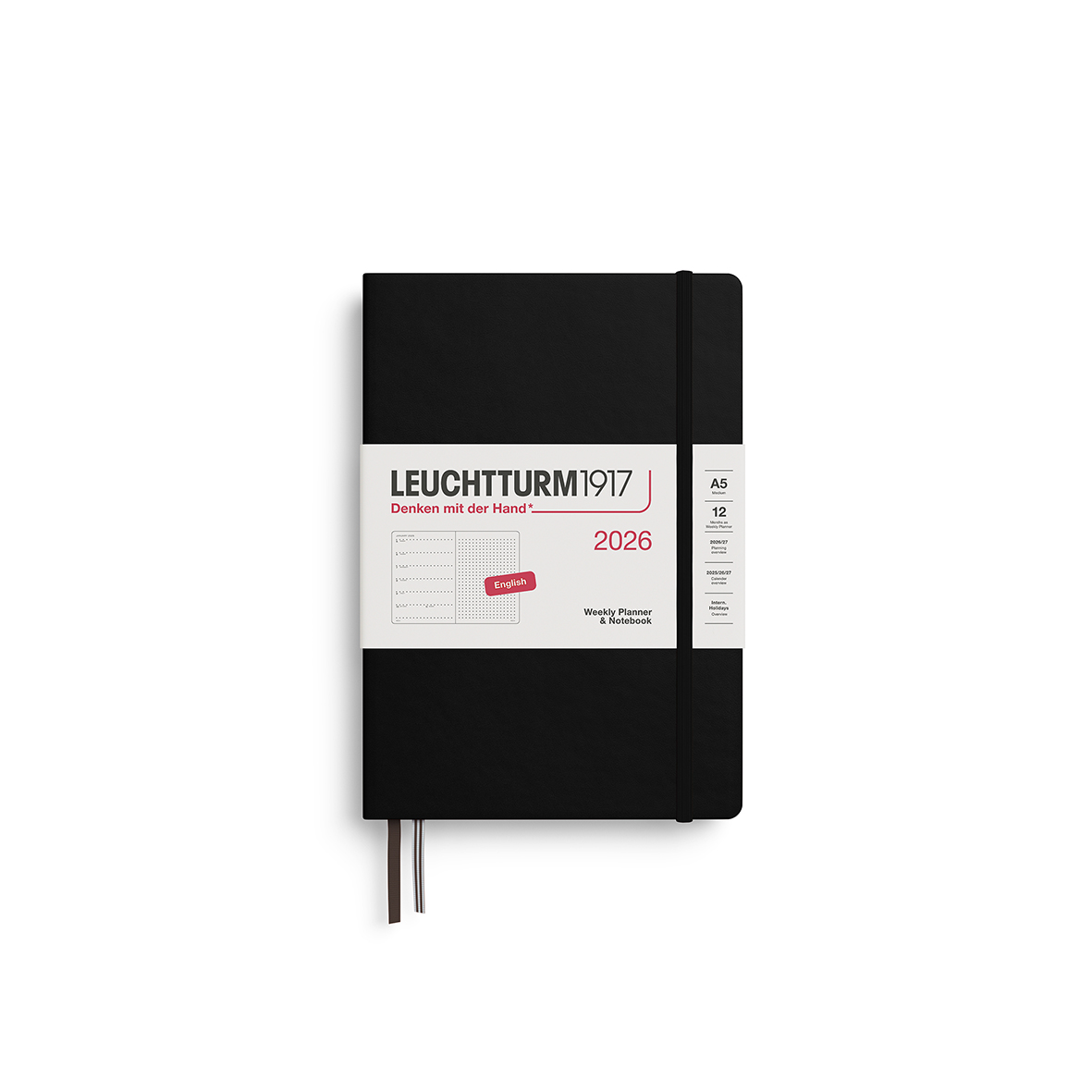 Leuchtturm1917 Weekly Planner & Notebook 2026 Medium A5 Hardcover Dotted Black - Pencraft the boutique