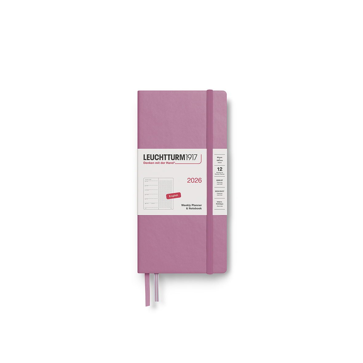 Leuchtturm1917 Weekly Planner & Notebook 2026 Wallet Hardcover Dotted Dusty Rose - Pencraft the boutique