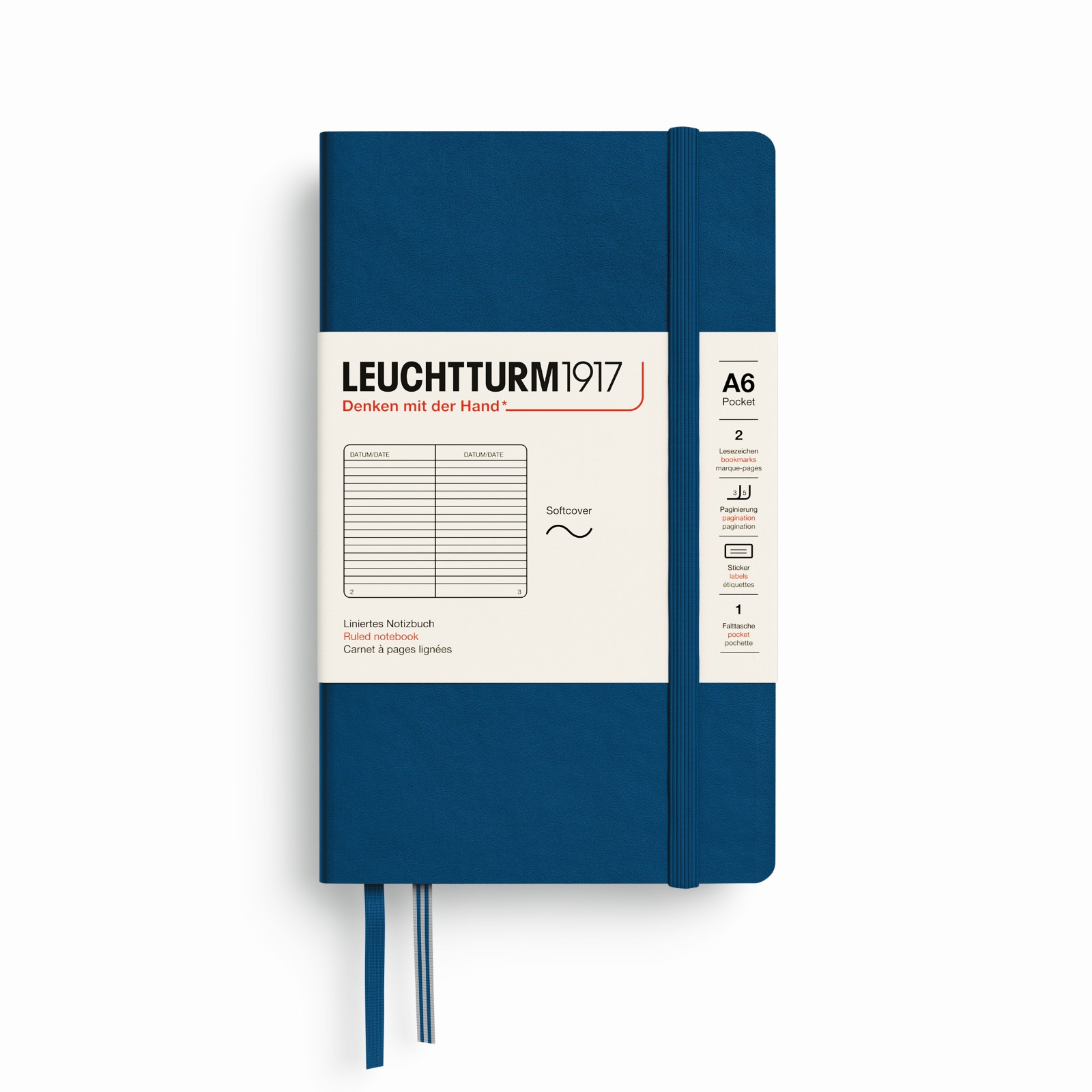 Leuchtturm1917 Notebook Pocket Soft Cover (A6) Ruled Indigo