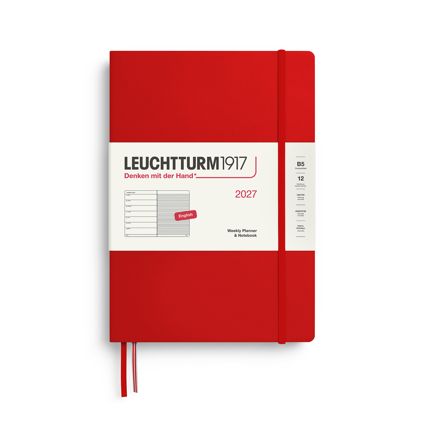 Leuchtturm1917 Weekly Planner & Notebook 2027 B5 Hardcover