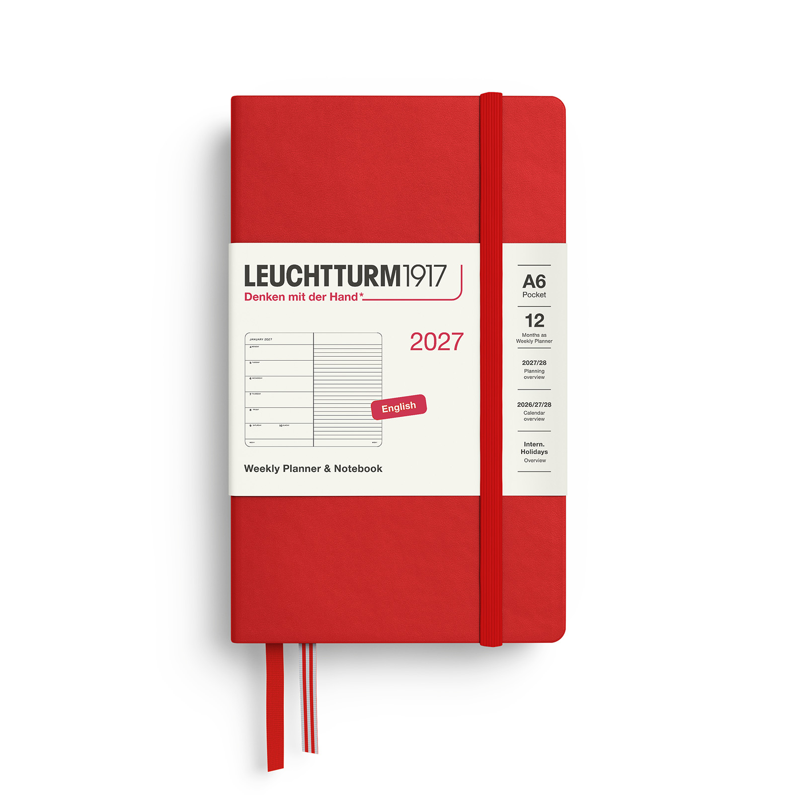 Leuchtturm1917 Weekly Planner & Notebook 2027 Pocket A6 Hardcover