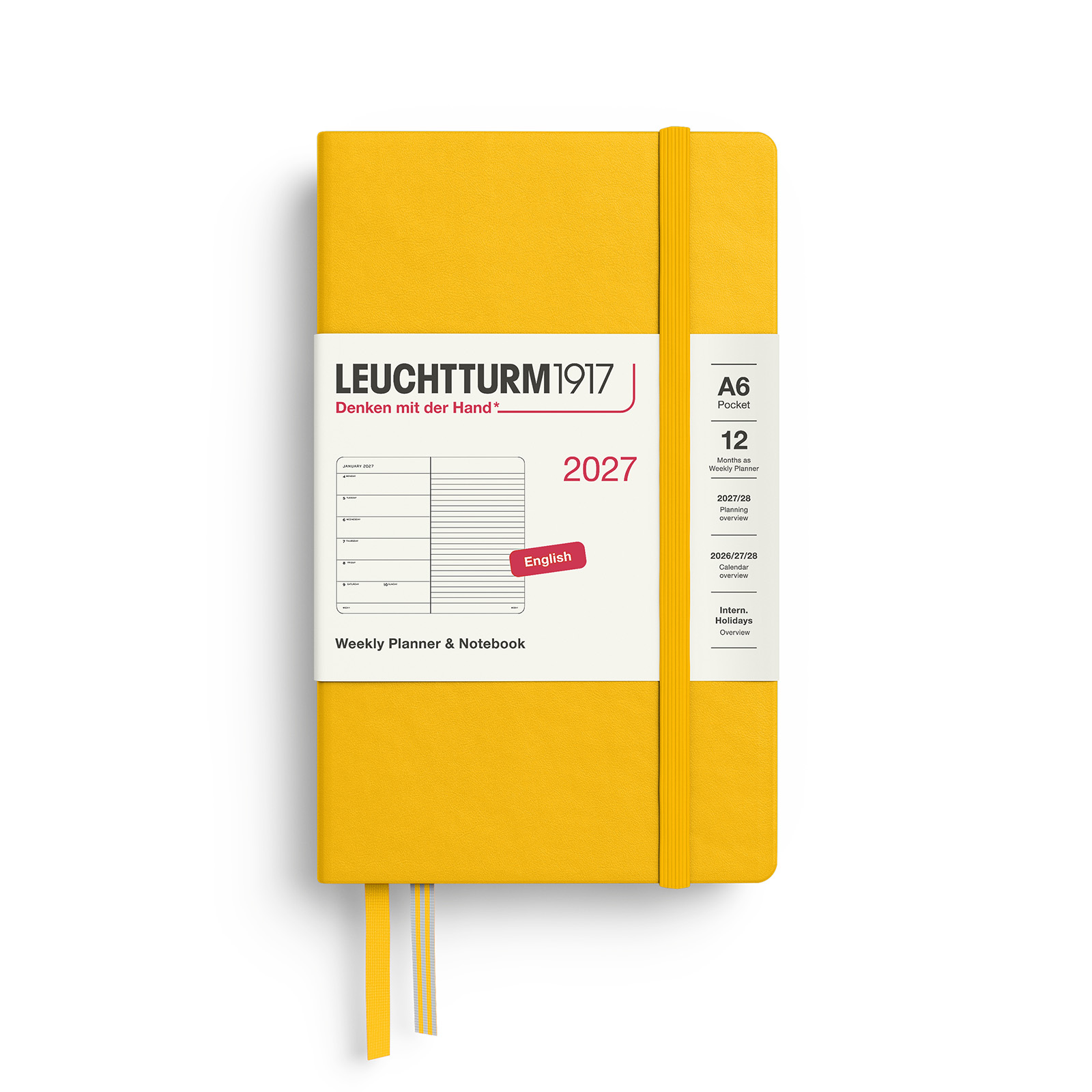 Leuchtturm1917 Weekly Planner & Notebook 2027 Pocket A6 Hardcover