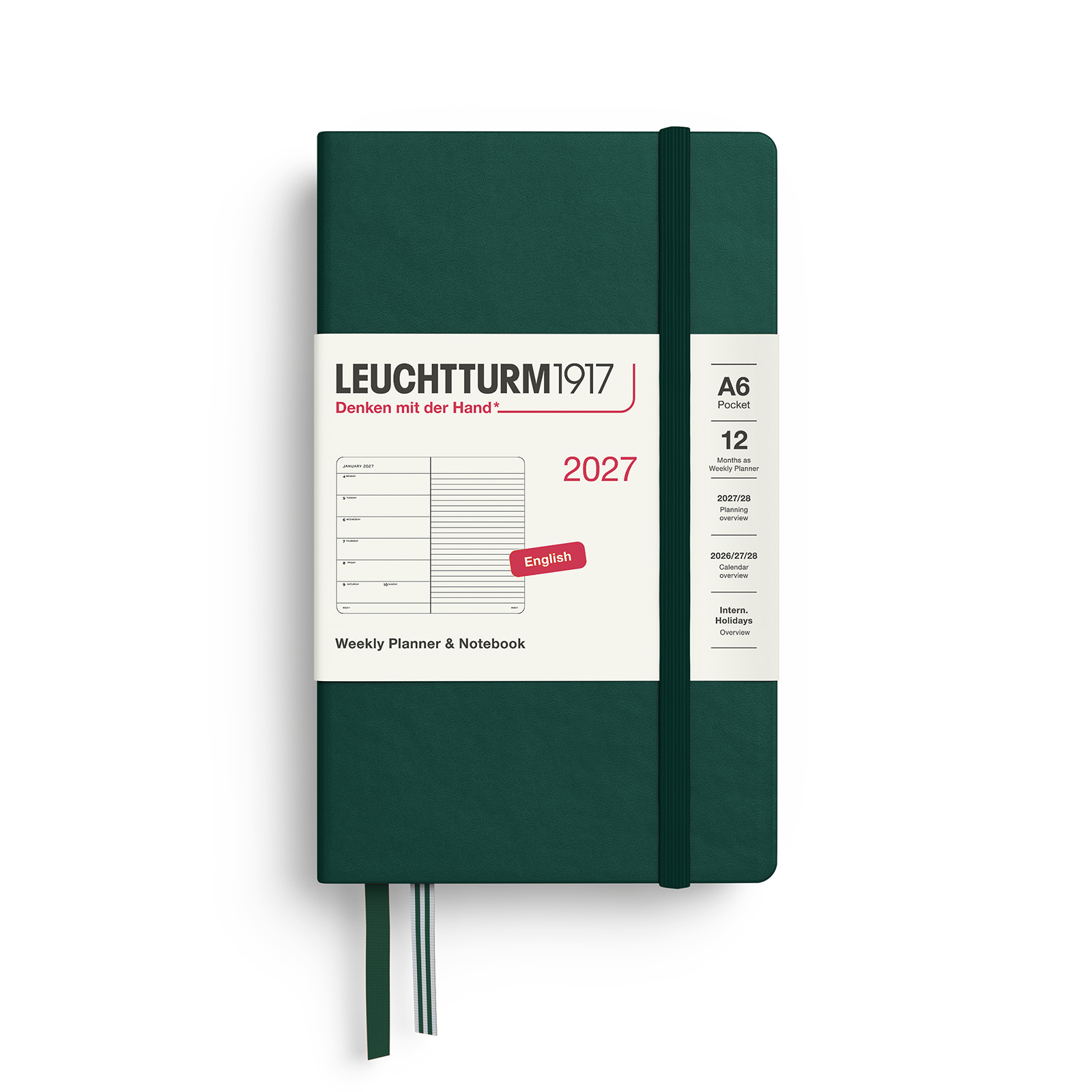 Leuchtturm1917 Weekly Planner & Notebook 2027 Pocket A6 Hardcover