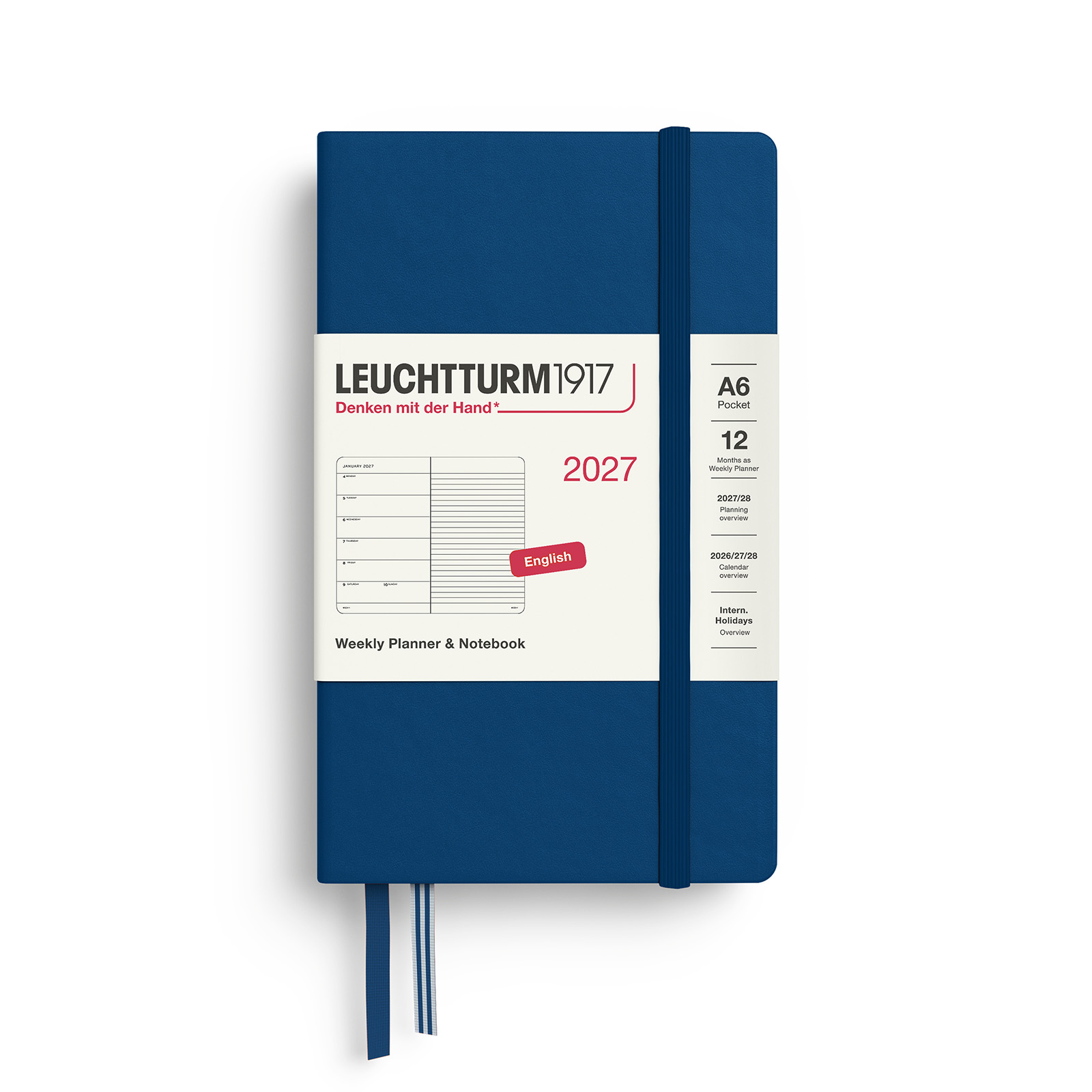 Leuchtturm1917 Weekly Planner & Notebook 2027 Pocket A6 Hardcover