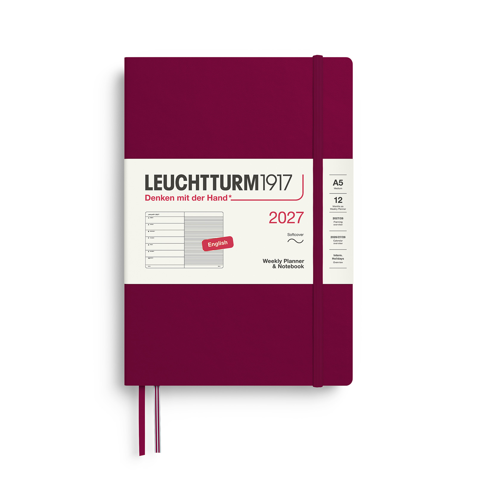 Leuchtturm1917 Weekly Planner & Notebook 2027 A5 Softcover