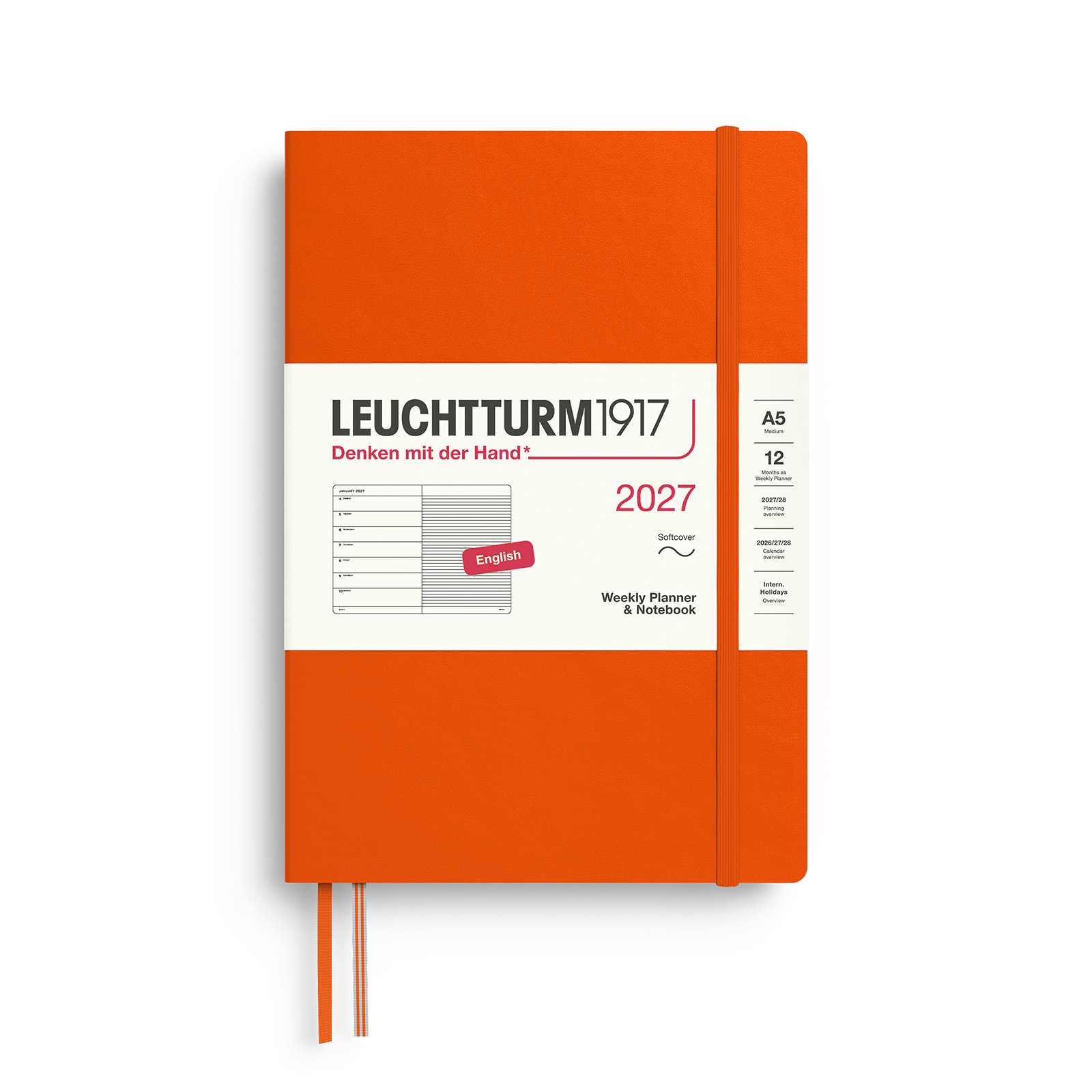 Leuchtturm1917 Weekly Planner & Notebook 2027 A5 Softcover