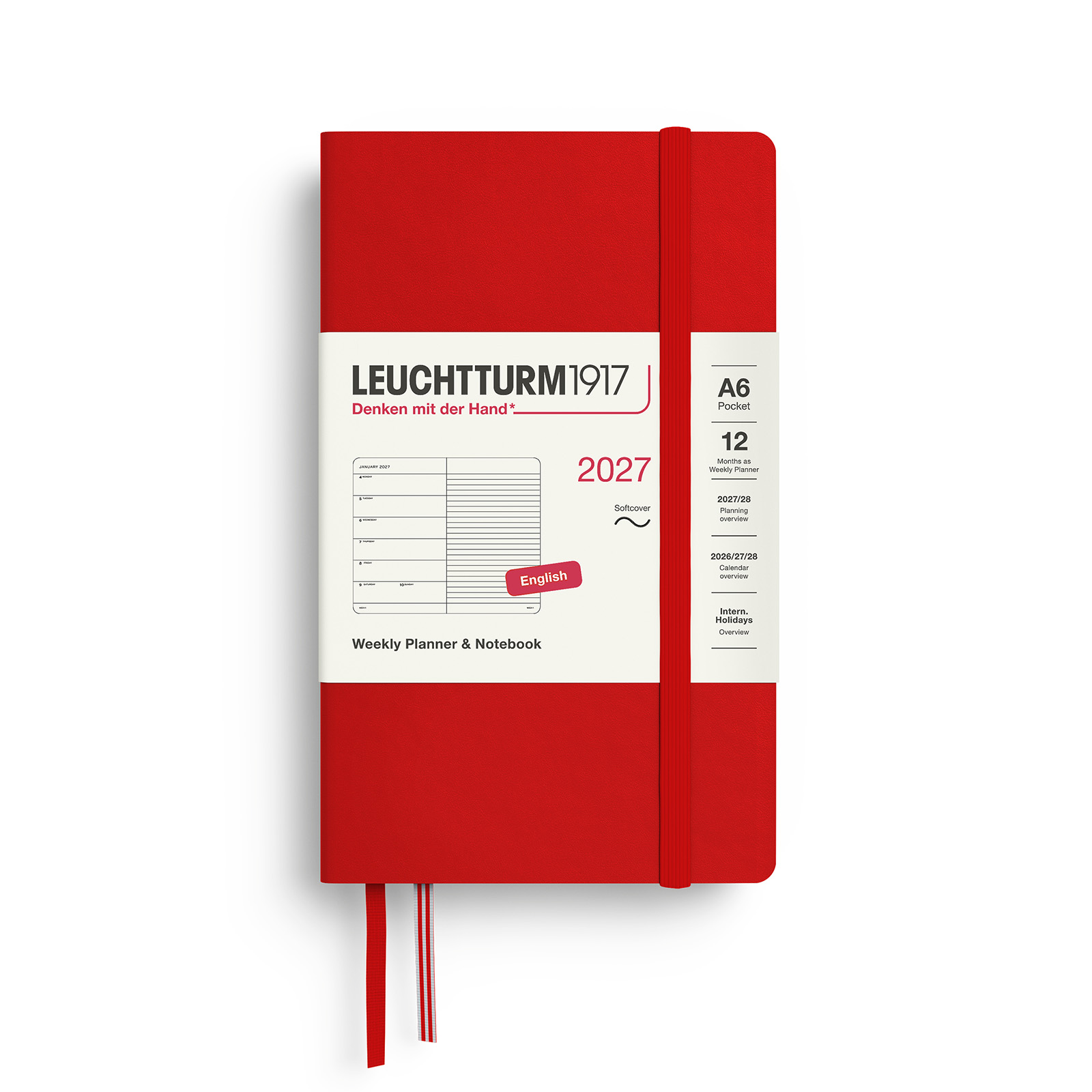 Leuchtturm1917 Weekly Planner & Notebook 2027 Pocket A6 Softcover