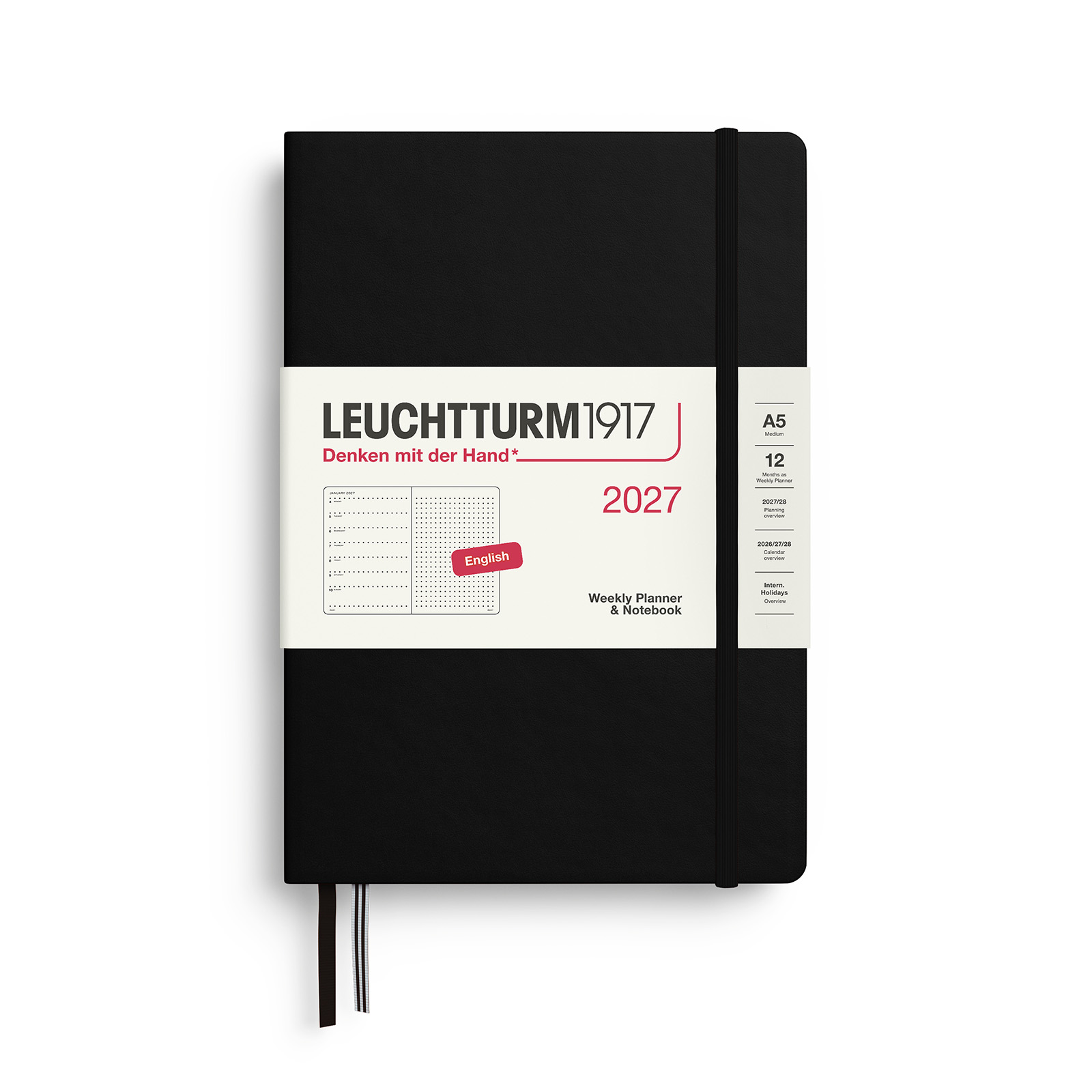 Leuchtturm1917 Weekly Planner & Notebook 2027 A5 Dotted Hardcover