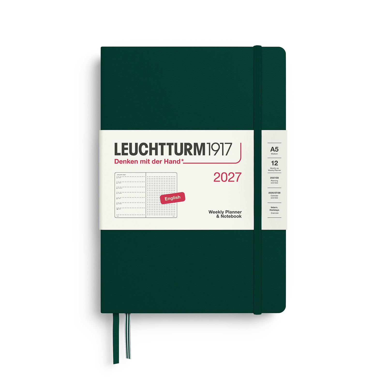 Leuchtturm1917 Weekly Planner & Notebook 2027 A5 Dotted Hardcover