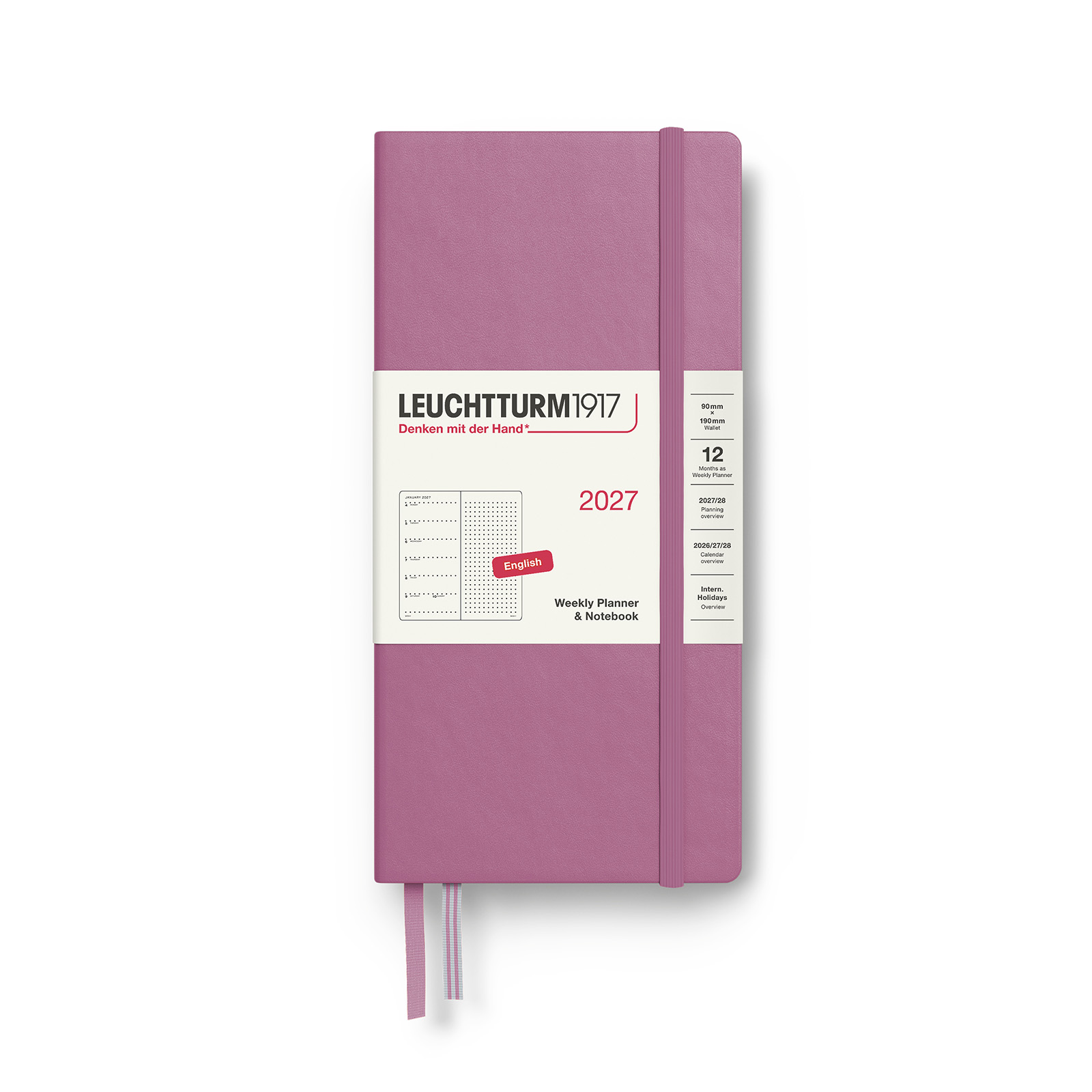 Leuchtturm1917 Weekly Planner & Notebook 2027 Wallet Dotted Hardcover