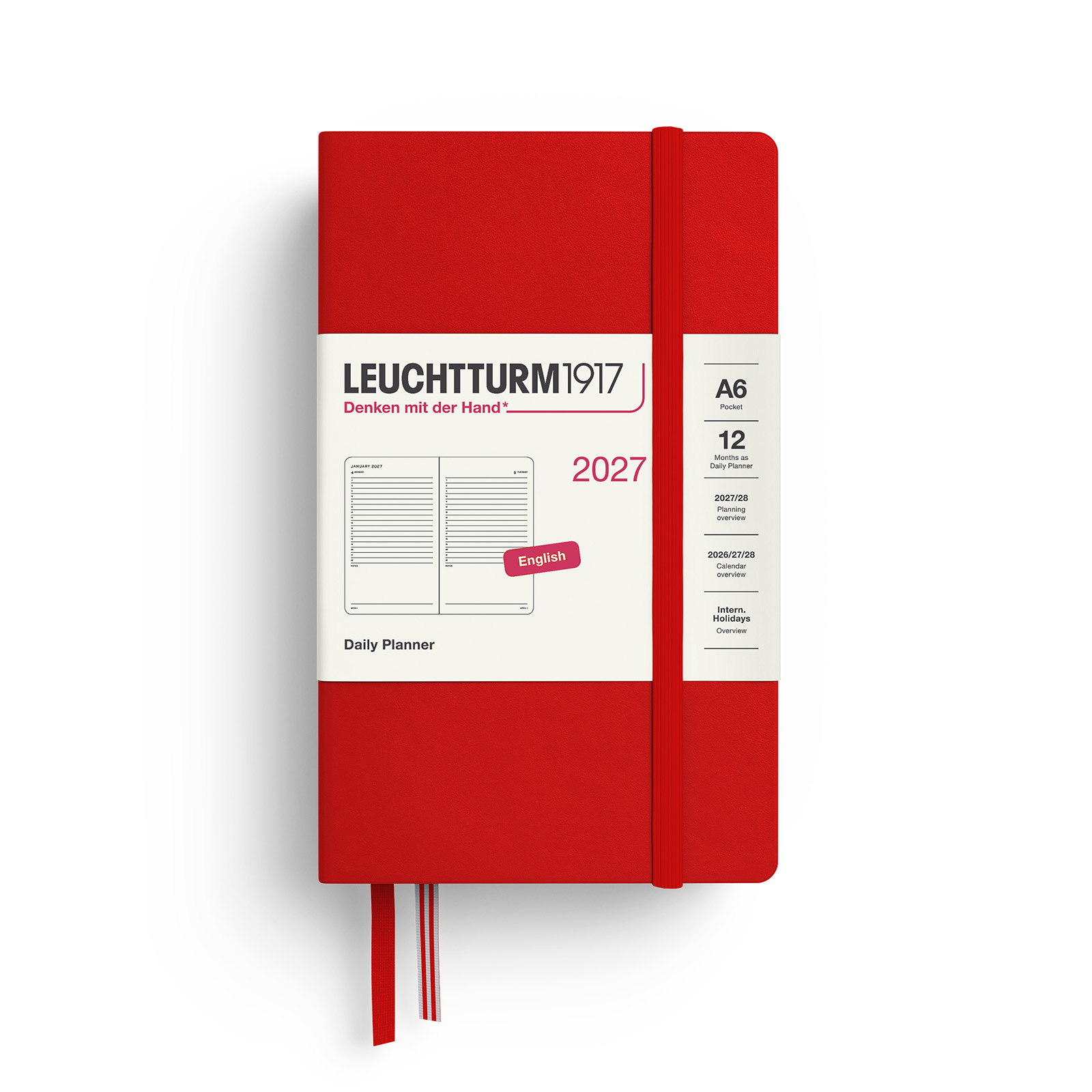 Leuchtturm1917 Daily Planner 2027 Pocket A6 Hardcover