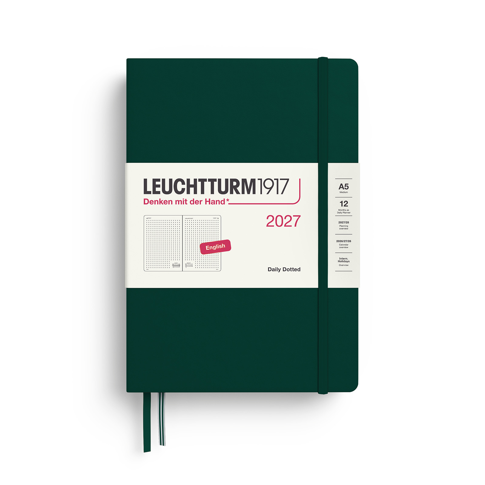 Leuchtturm1917 Daily Planner 2027 A5 Dotted Hardcover